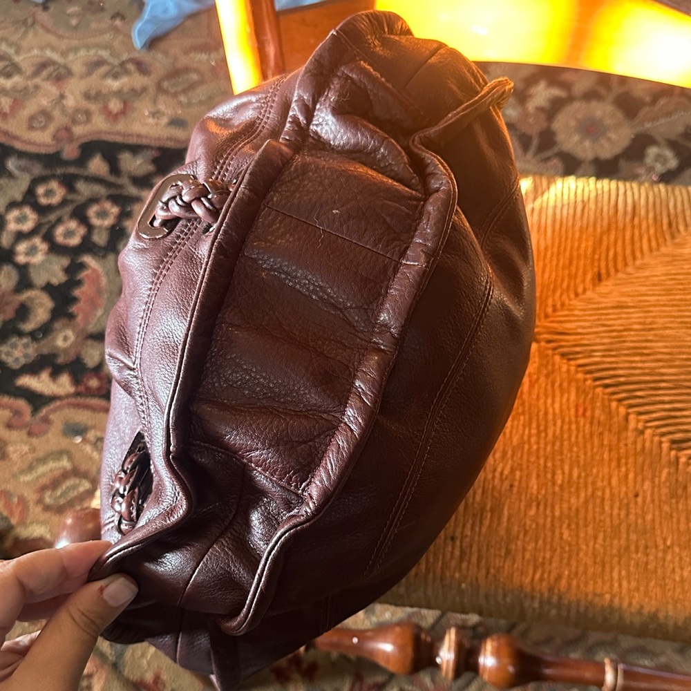 b. makowsky Rich Brown with rose gold hardware Leather Hobo Bag - Picture 5 of 10